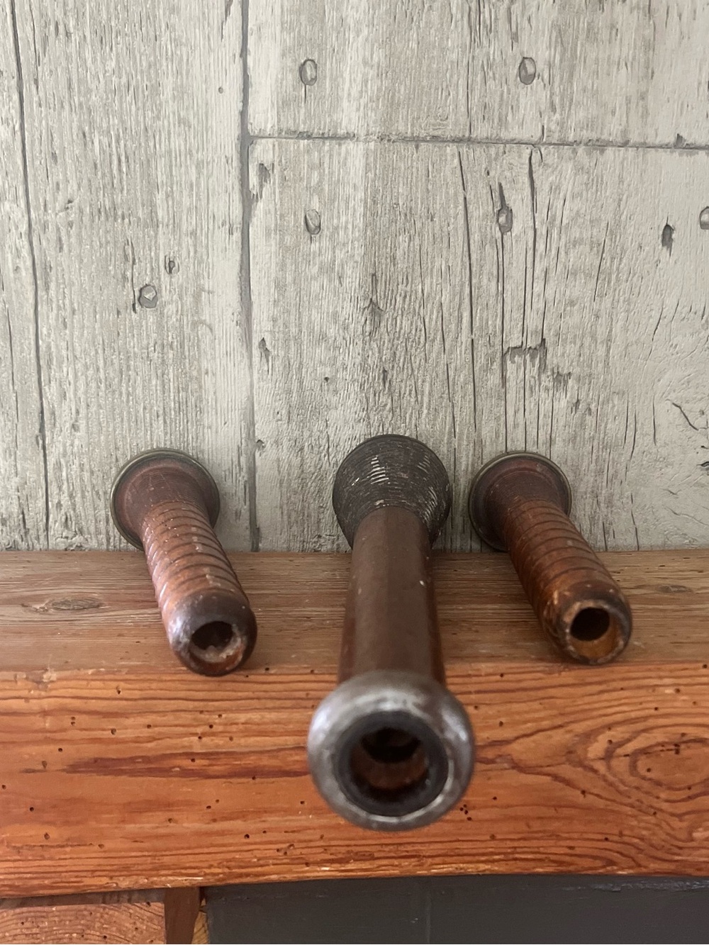 Vintage Wooden Bobbins used as Candle Holders - Picture 3 of 9